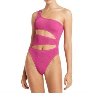 BOND-EYE Rico One Piece Swimsuit One Shoulder ONE SIZE Fuschia Pink NWT